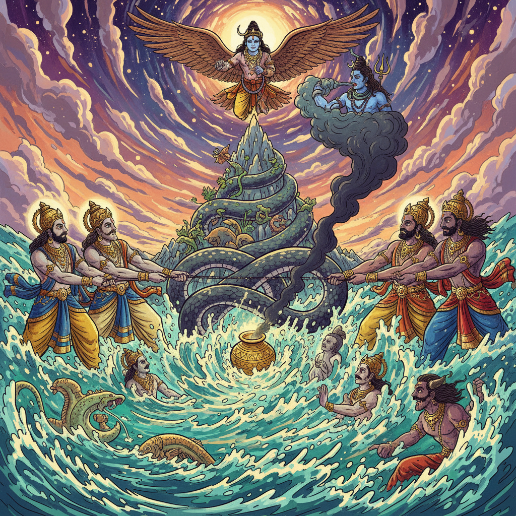 समुद्र मंथन: देव-असुर युद्ध और अमृत की गाथा!